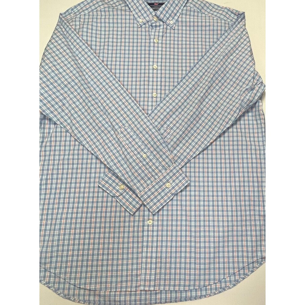 Vineyard Vines Mens Plaid Slim Fit Tucker Long Sleeve Button Down Shirt Size XL